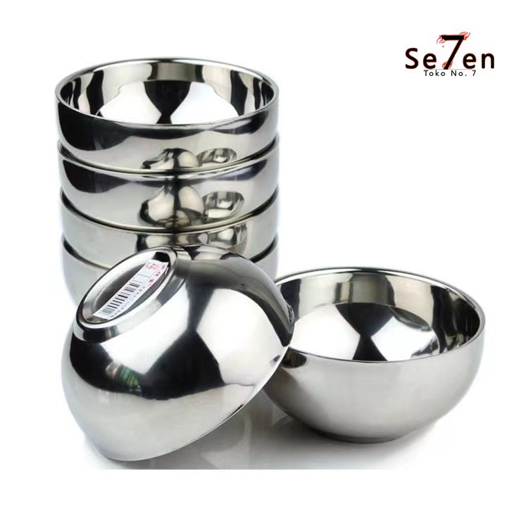 Se7en Mangkok Korea Stainless Tebal Mangkuk Double Wall Bowl