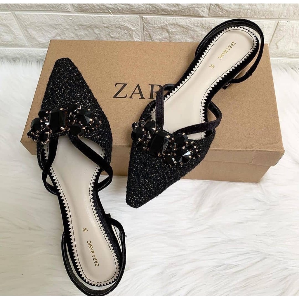 SEPATU SANDAL ORIGINAL ZARA FLAT SHOES BALET FREE BOX