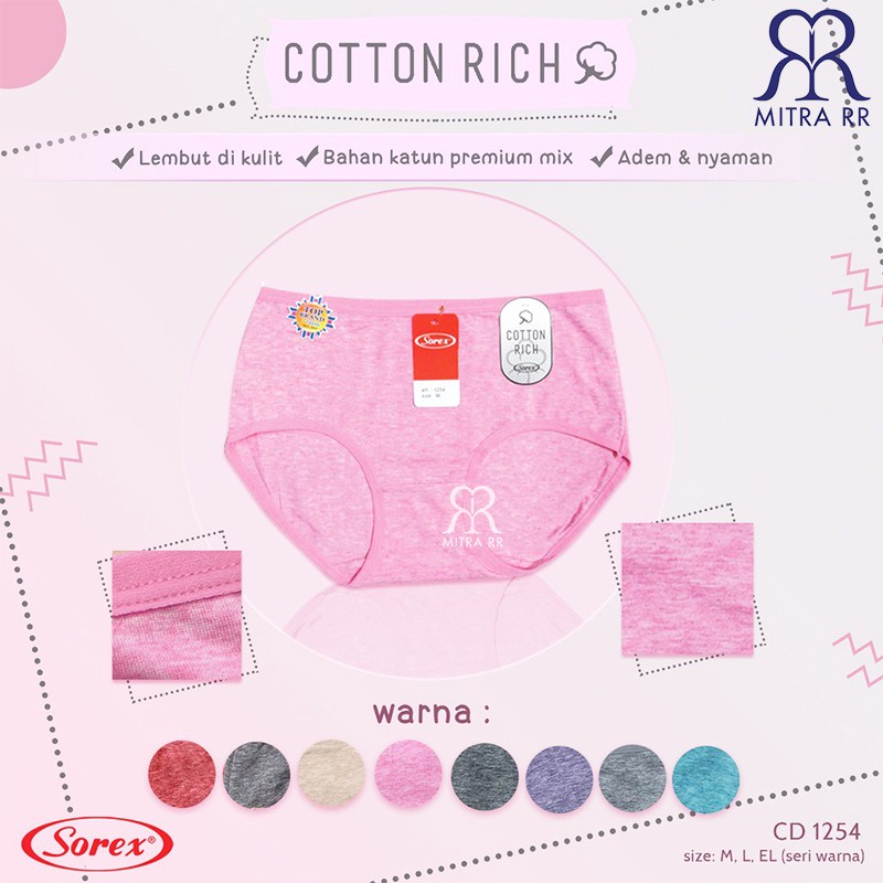 CD Sorex 1254 Celana Dalam Wanita Cotton Rich Katun Premium Women Underwear Fit to XL