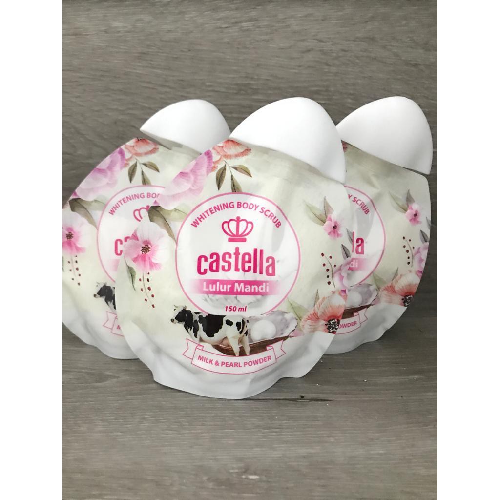 Castella Milk Body Scrub with Pearl Powder Lulur Badan Lulur Susu Pembersih Daki Body Scrub Castella