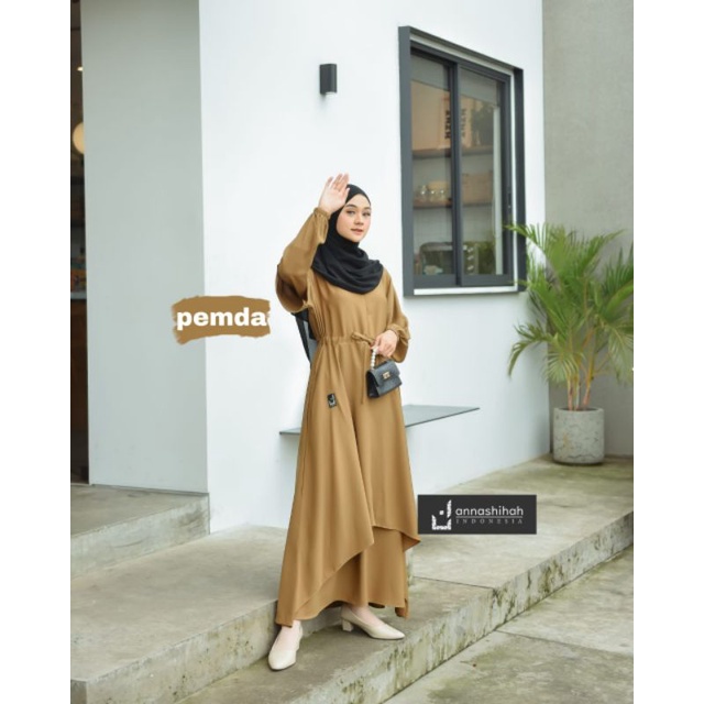 Azmiza Dress Gamis Label Annashihah / Gamis Yorist Fluid / Baju Gamis Wanita / Fashion Trendy Kekinian