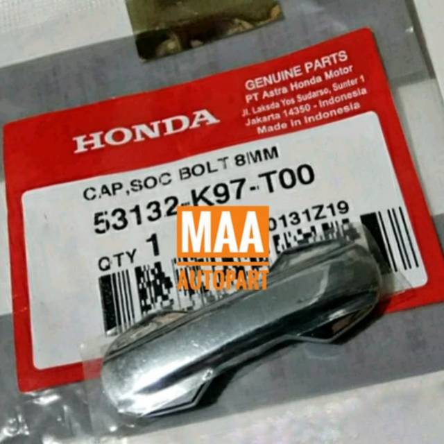 Cap Socket Bolt 8mm Tutup Baut L Klem Atas Raiser Stang Stir PCX 150 Lokal K97 53132K97T00 Asli