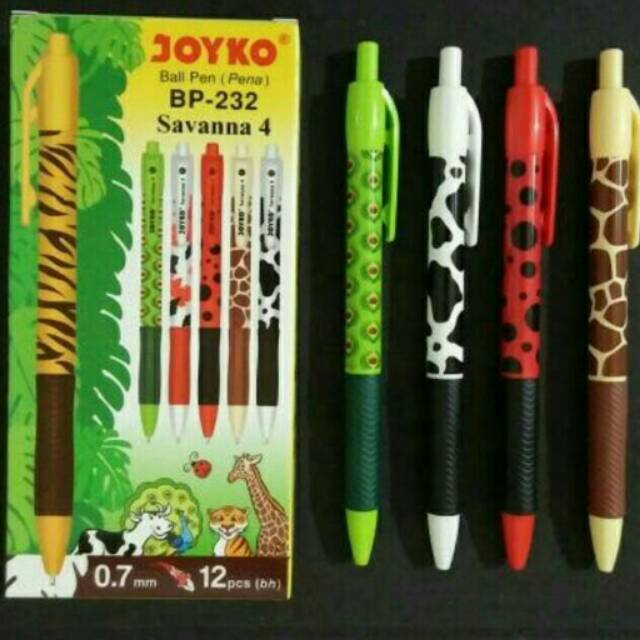 

Pulpen Savanna 4 Joyko Animal BP-232 0.7 mm Per Lusin Tinta Hitam