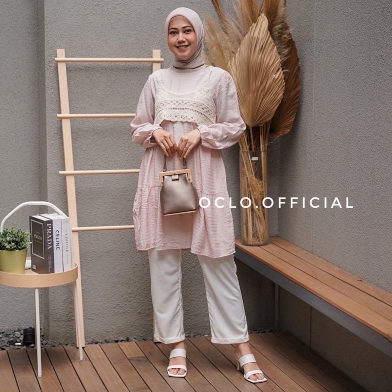 Oclo Ranasy Tunic Basic Casual Atasan Tunik Wanita Lengan Panjang OCL00557