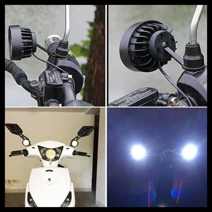 7fn7 lampu tembak sorot spion motor led u3 cree 6 titik mata 18w bulat t1id