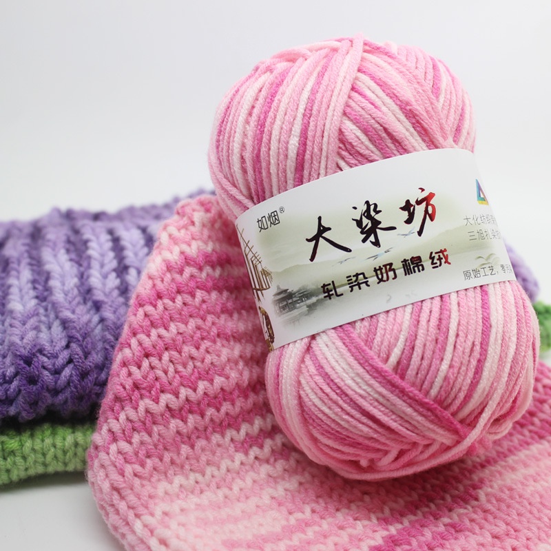 benang rajut katun sembur import/5 ply 47 Colors Mixed Job Knitting Crochet Milk Super Soft Baby Cotton Wool Yarn