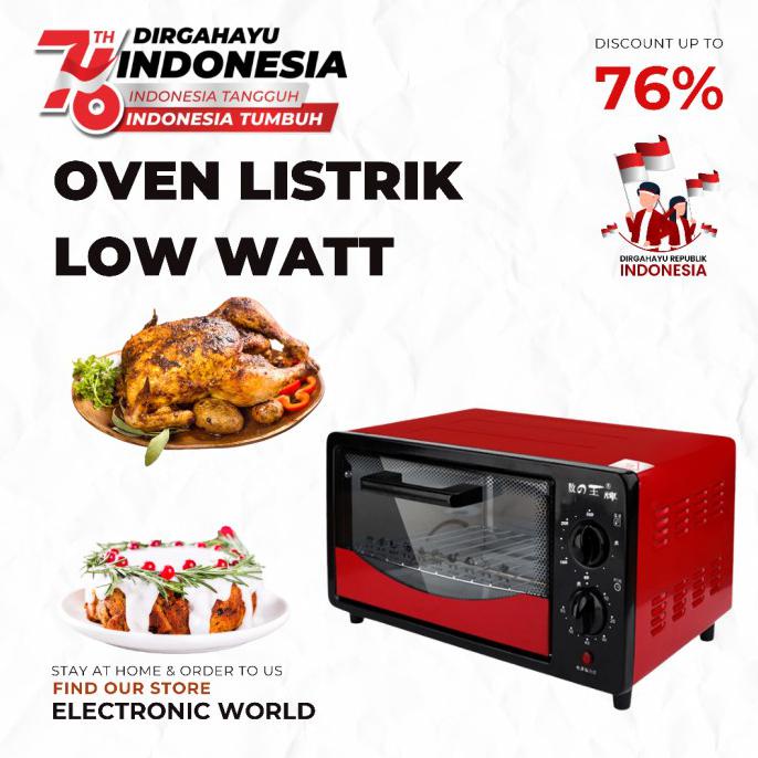 Hanya Disini] Oven Listrik Tombol Han River Oven Kue Microwave Manual 12L - Merah