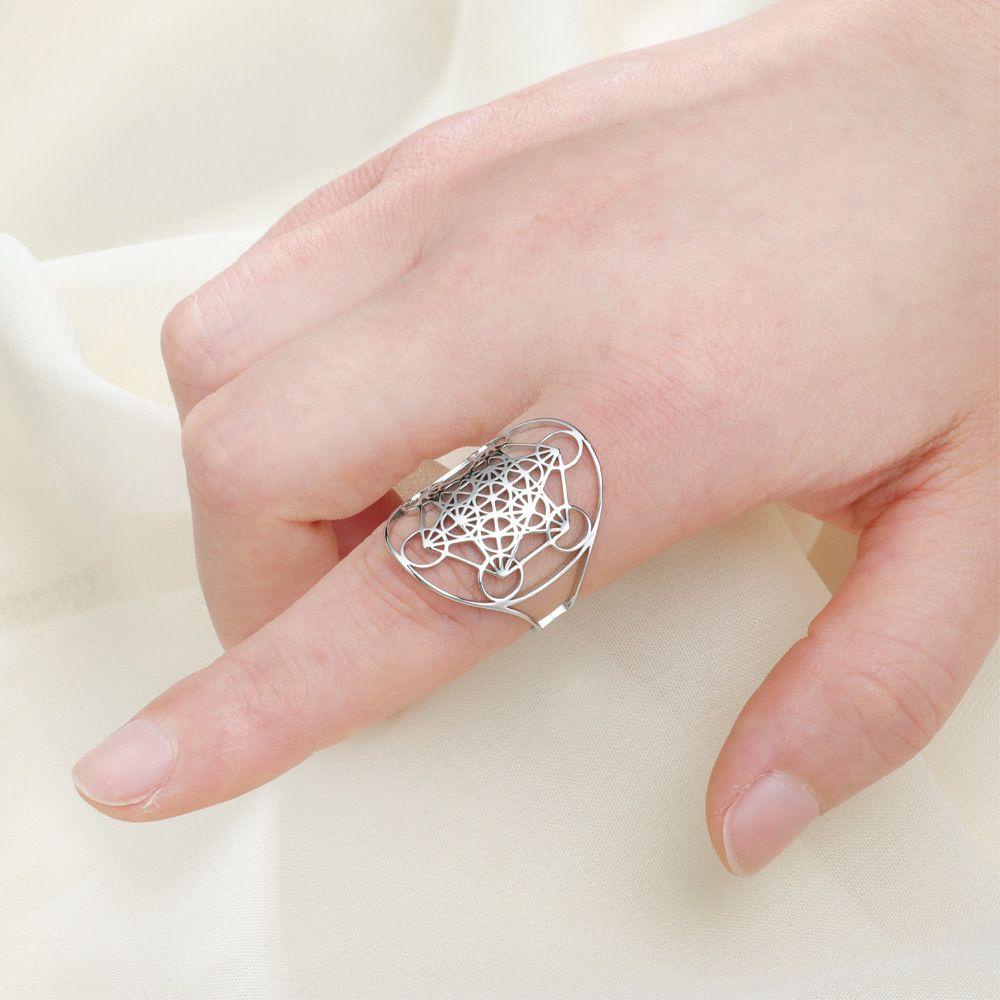 Cincin Nanas Open Ring Stainless Steel Kabbalists Adjustable Metatron