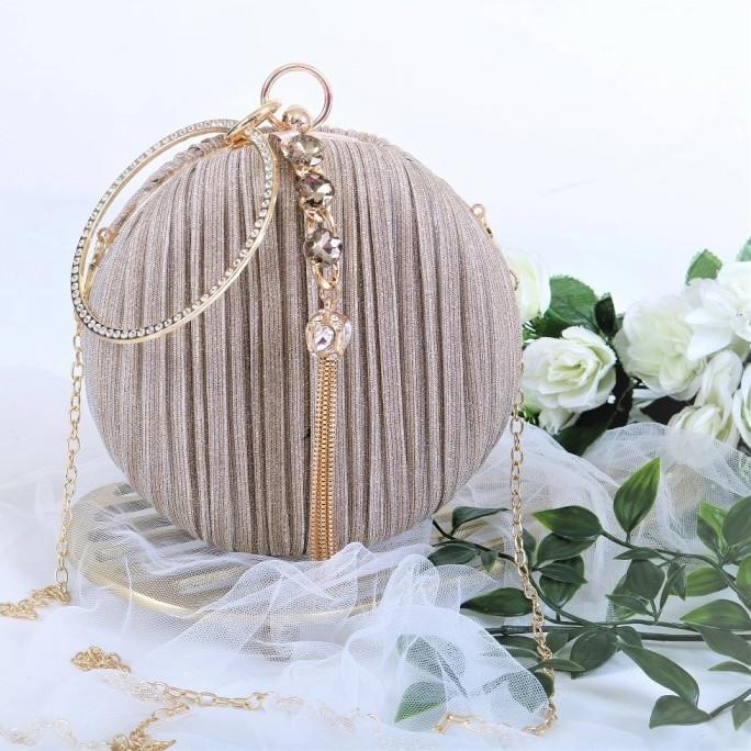 RICHY TAS PESTA CLUTCH BULAT GLAM 6 WARNA REAL PIC - Gold