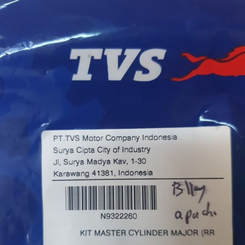 Seal Master Rem Belakang Apache all TVS . Kit master cylinder major RR