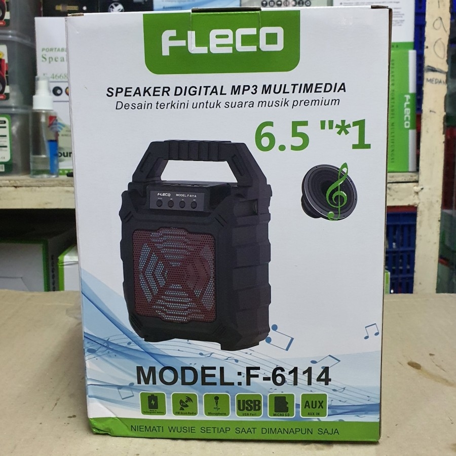 Speaker Karaoke / Speaker Bluetooth Fleco F 6113 / 6114 + Bonus Mic - Speaker X BASS