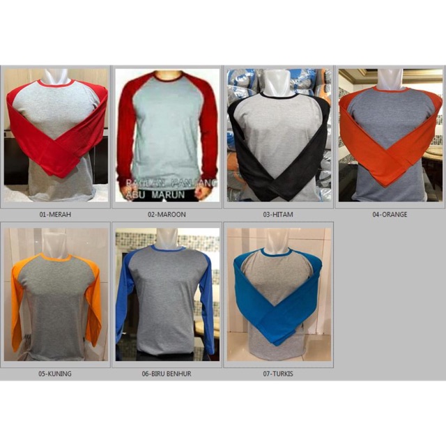 Raglan polos  pria &wanita lengan panjang
