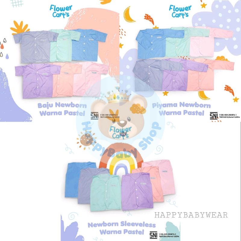 Baju Bayi Newborn Pendek/Panjang/Buntung 0-6 bulan FLOWER