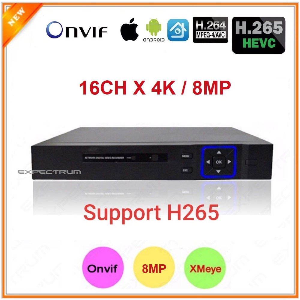 NVR 16 CHANNEL 4K / 8MP, XMeye Support H 265 ONVIF. P2P