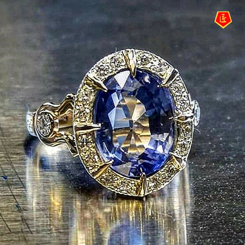 [Ready Stock]Luxury S925 Silver Jewelry Sapphire Ring