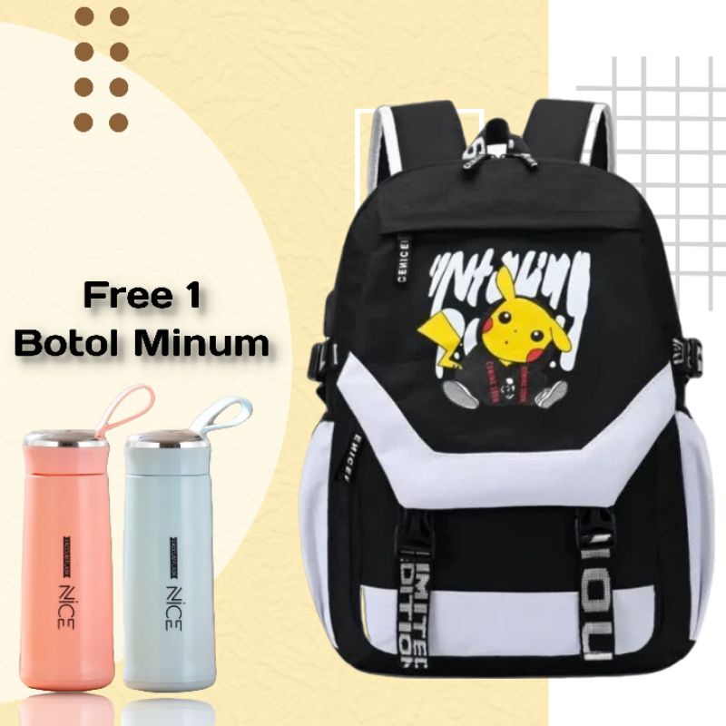 Tas Ransel Anak Laki Laki Pokemon Pikachu Tas Sekolah Anak TK SD SMP Tas Anak Cowok Pokeball