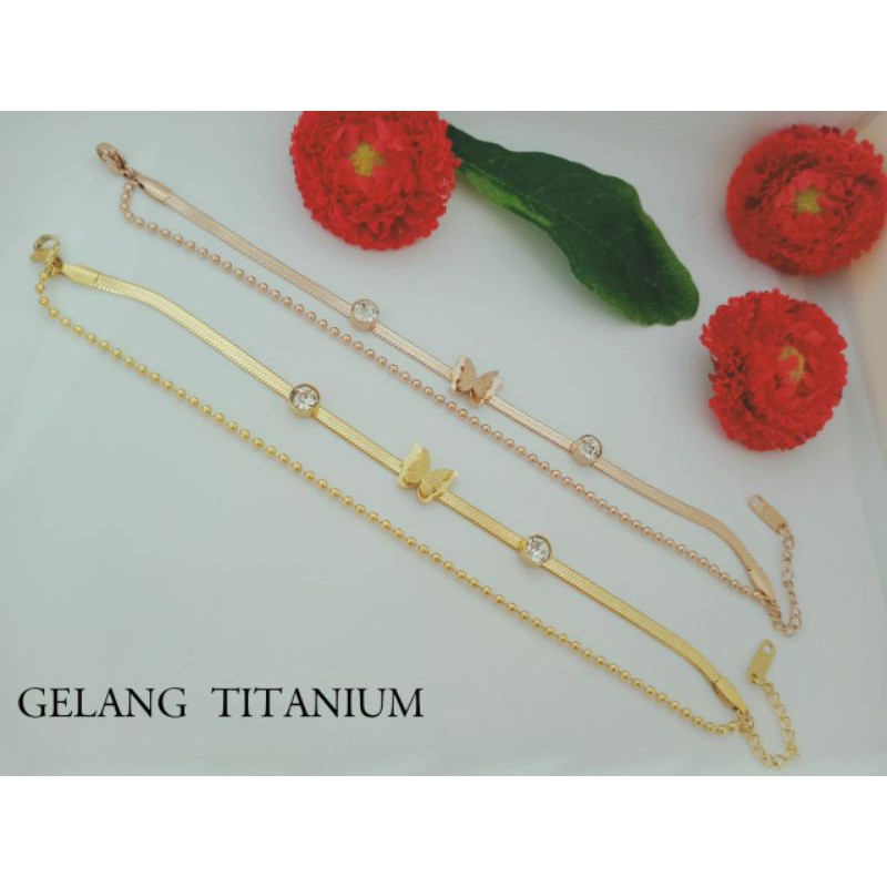 Fourfashion Gelang Tangan Titanium Kupu Mata Belut S139