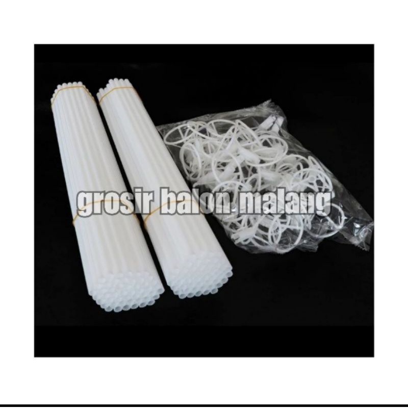 ISI 10 stick stik PUTIH BESAR balon foil bening pvc transparant transparan buket bobo