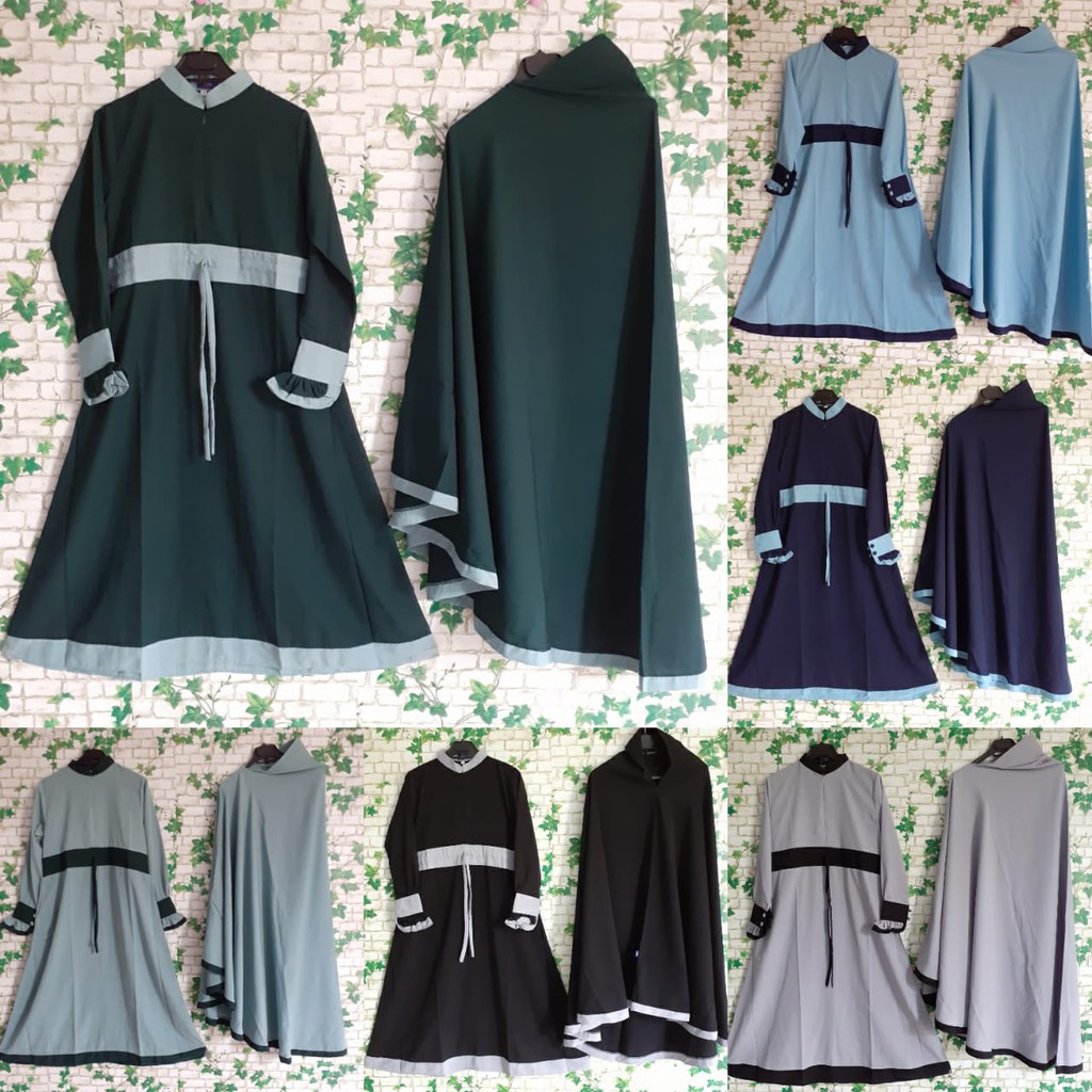 [ FREE CADAR TALI ] Gamis Set Remaja Muslimah Hijab Jilbab Wolfis FAZIA by Umaisy