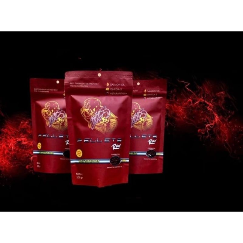 PELET LOUHAN LEVEL 3 RED PELLETS PAKAN IKAN LOUHAN / KOI SUPER RED 100gr