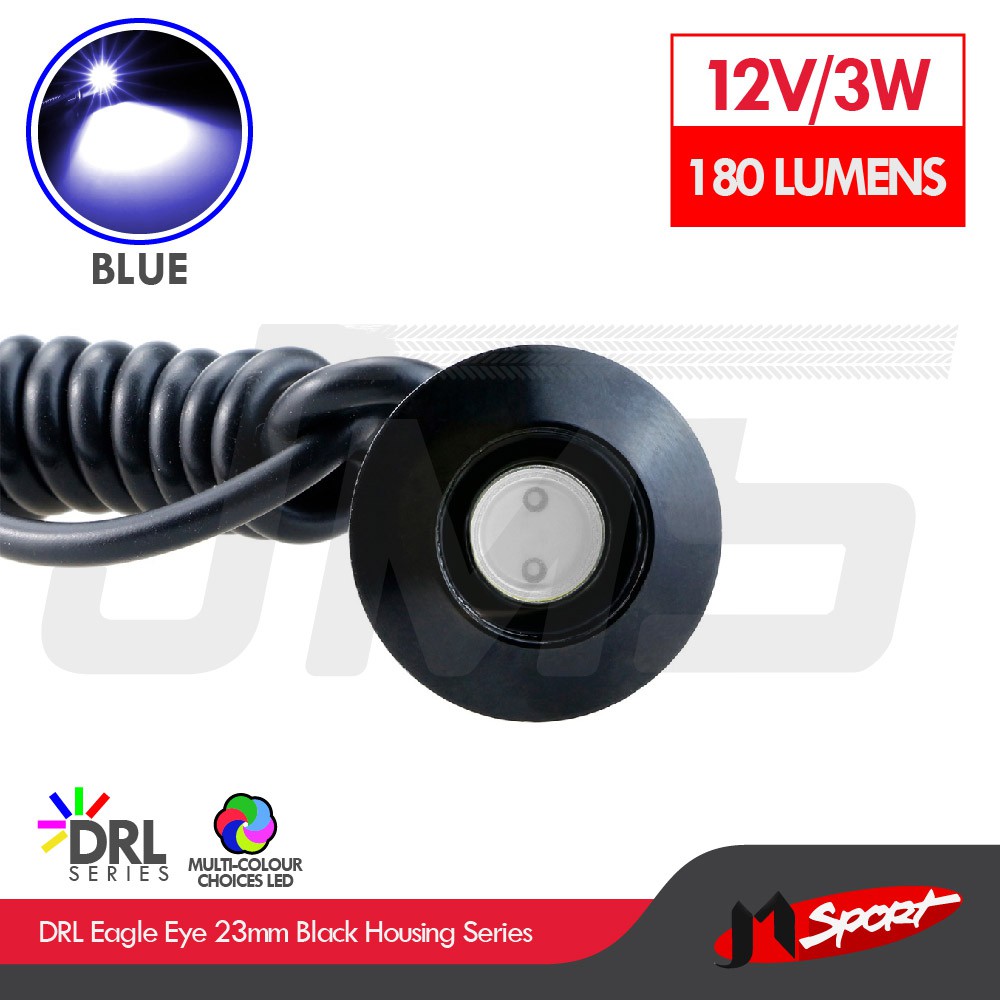 Lampu LED Mobil / Motor / Eagle Eye DRL Black Housing COB 3W 23MM - Blue (2 Pcs/Set)