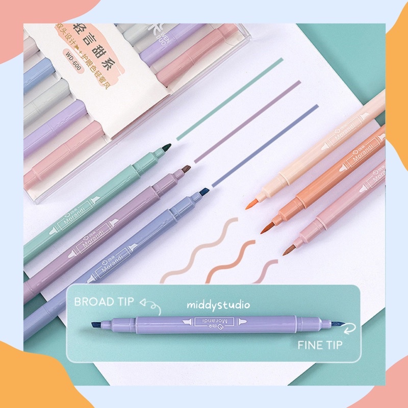 

HIGHLIGHTER / STABILO MORANDI WENDUO PASTEL SET DOUBLE 6 COLOURS WARNA READY SIAP KIRIM