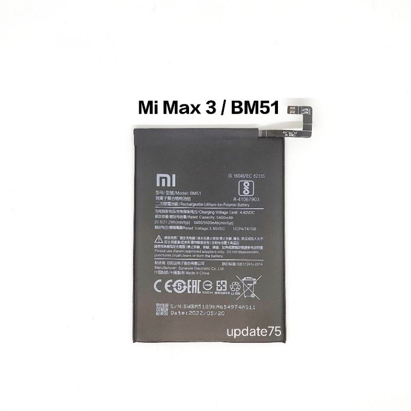 Baterai Batre Xiaomi Mi Max 3 BM51 Original