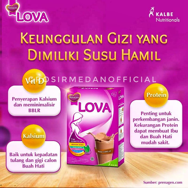 SUSU PRENAGEN LOVA - LOVAMIL 120 G RASA COKLAT DAN STRAWBERY - SUSU NUTRISI IBU HAMIL