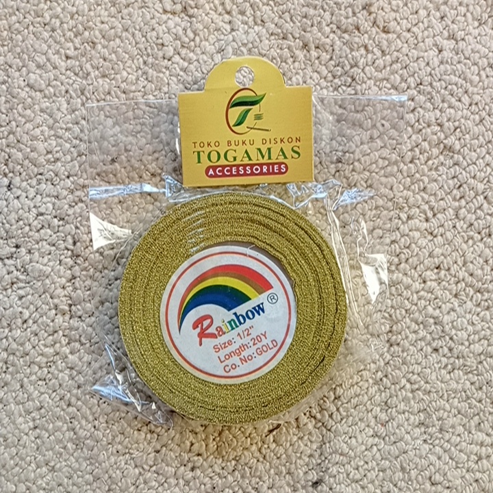 

Rainbow Tali Pita Gold Emas panjang 20 yard ukuran 1/2