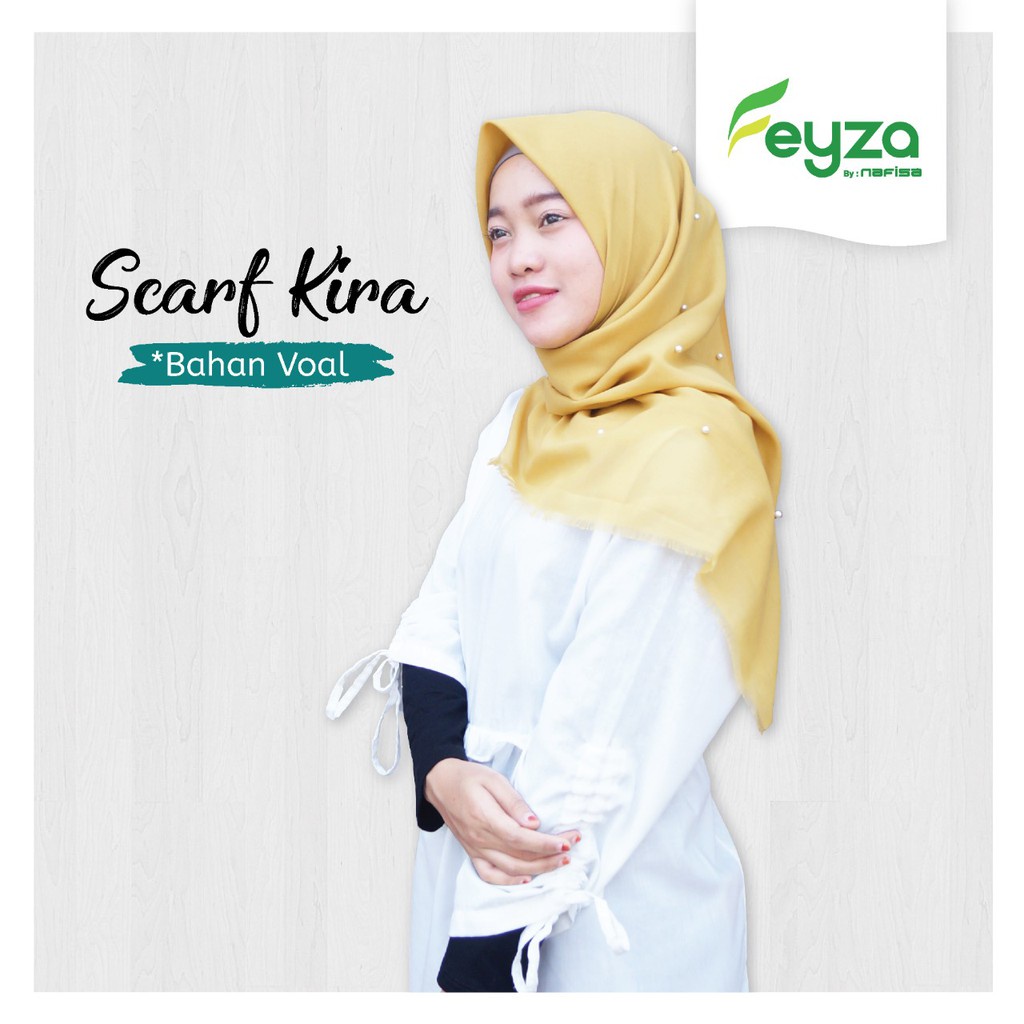 SCARF POLOS | Segi Empat Voal Feyza KIRA - Scarf Mutiara Jahit Tepi Segiempat  FLASH SALE