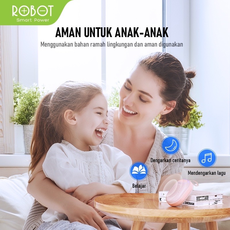 ROBOT RB20 TWS Speaker Bluetooth 5.1 Mini Portable With RGB Light Pink/Blue - Garansi Resmi 1 Tahun