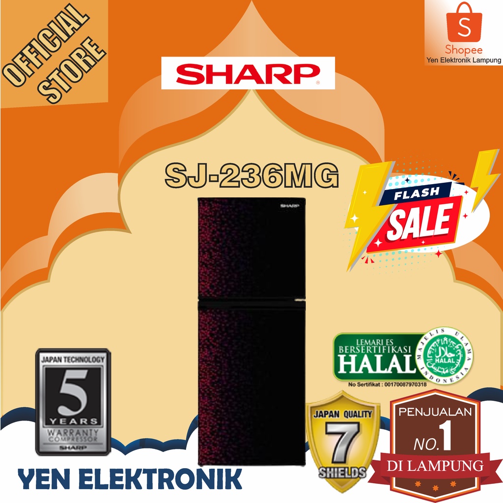 Kulkas SHARP SJ 236 MG Lemari Es 2 Pintu Garansi Resmi SHARP 5 Tahun