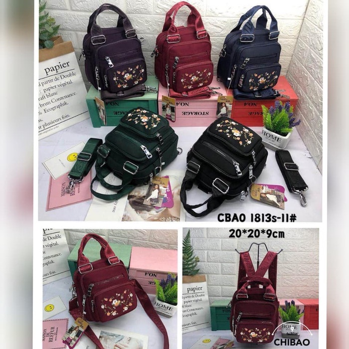 PROMO TAS CHIBAO BORDIR BUNGA 3IN1 JINJING SELEMPANG RANSEL CB1813 "S"