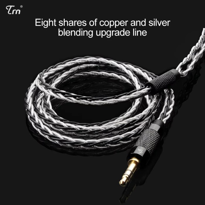 Kabel Trn Kz Earphone 8 Core Silver Plated Upgrade Cable 0.75Mm 2 Pin - Emas