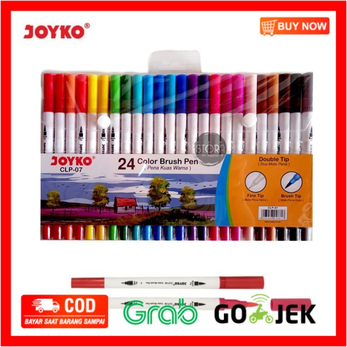 

(BISA COD) CLP-07 Joyko Brush Pen Colour Dual Tip Spidol Set 24 Warna