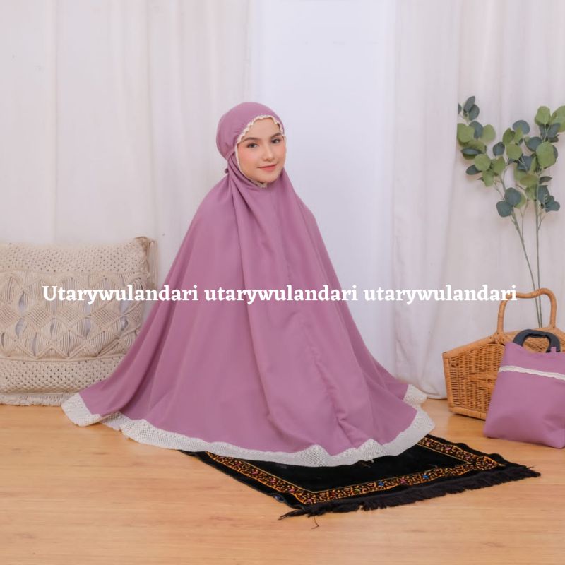 Mukena katun polos rajut Nauraseries