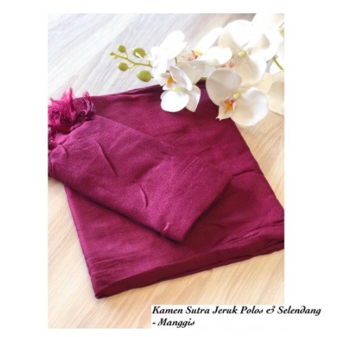 SET KAMEN SUTRA JERUK WARNA POLOS &amp; SELENDANG