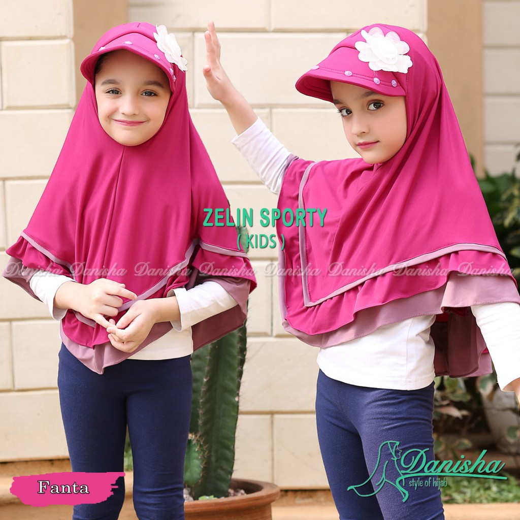 jilbab anak zelin sporty kids ORI DANISHA HIJAB / jilbab anak terbaru / hijab anak /jilbab topi anak