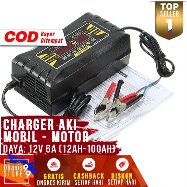 Charger Aki Mobil TC 04 Lead Acid Digital Smart Battery Charger 12V6A Alat Utk Mengisi Baterai Accu