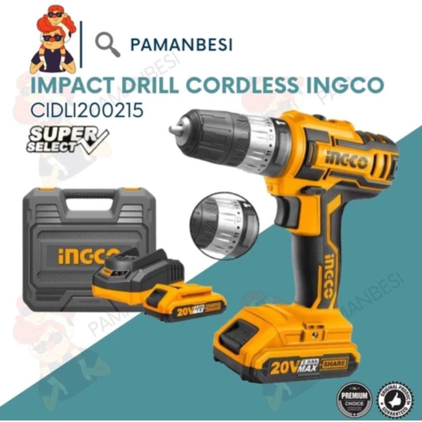 P20S Eco Impact Drill (10 mm) INGCO CIDLI200215 Bor Tembok Beton Hemat