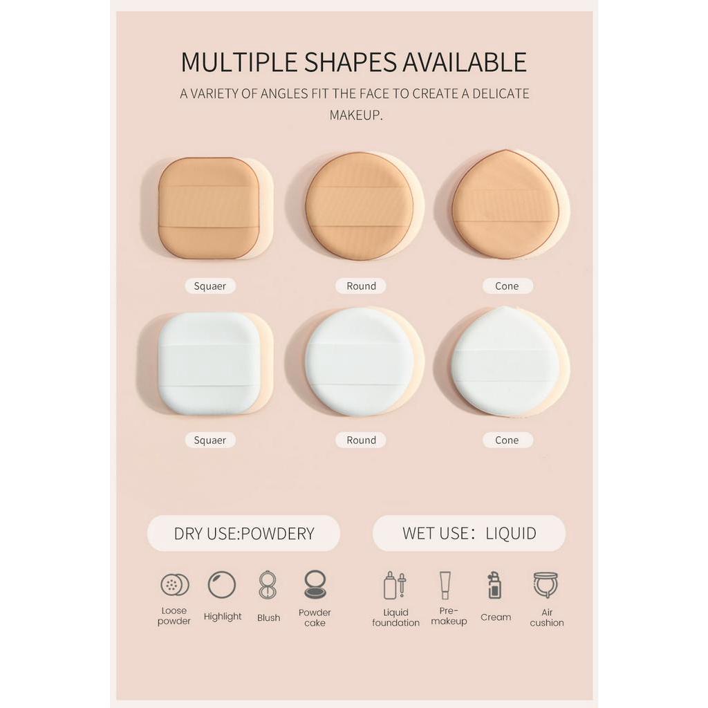 MAGEFY 6 Pcs/Box Powder Puff Foundation Soft Concealer BB Cream Air Cushion Makeup Sponge 5900
