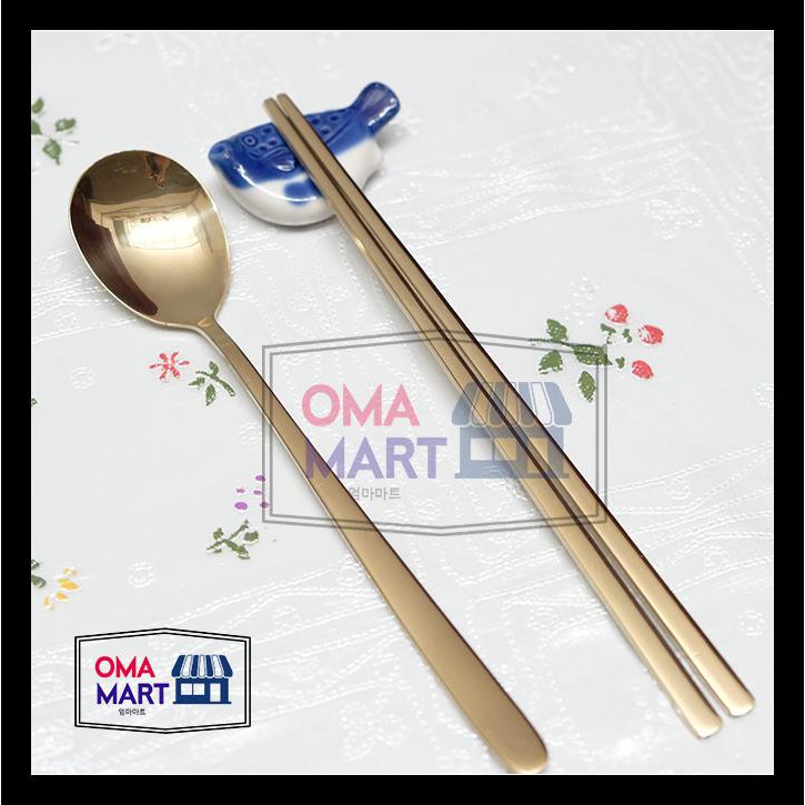 Sujeo Asli Korea / Sujeo Sendok Sumpit Korea / Sujeo Murah Warna Gold Bermutu