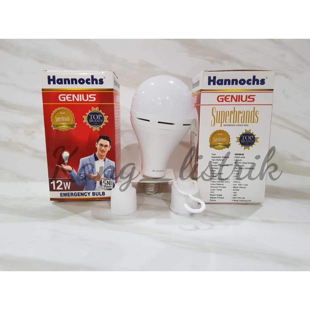 Hannochs Genius 12W - Lampu Emergency LED AC/DC 12 Watt