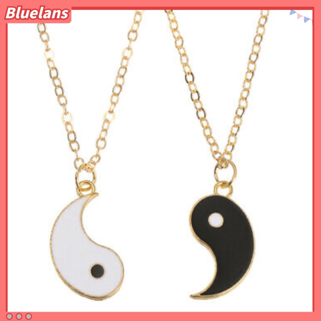 1 Pasang Kalung Liontin Tai Chi Bahan Alloy Tahan Karat Untuk Unisex