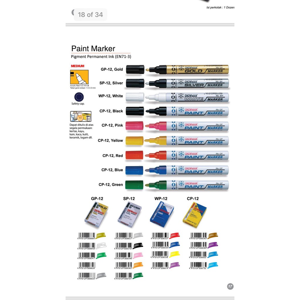 

Snowman Paint Marker 2.5 mm CP-12
