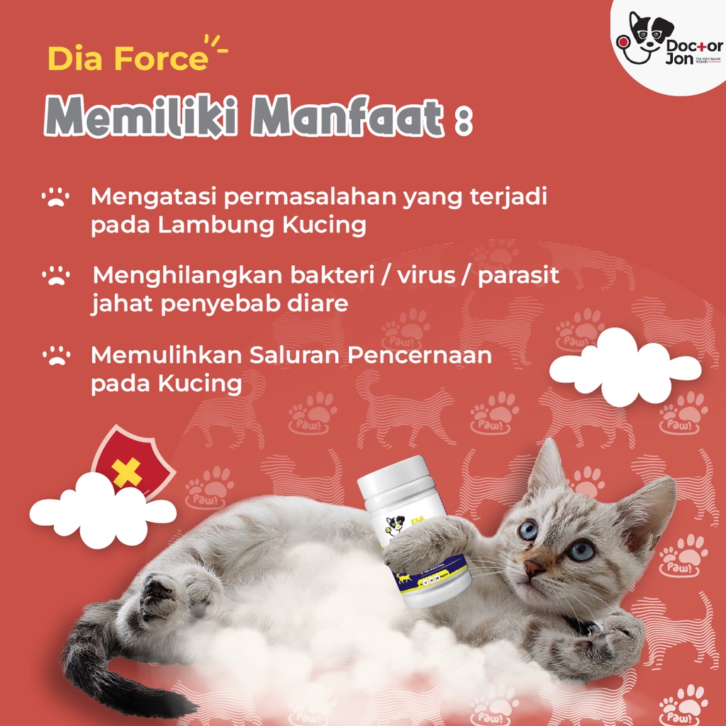 Vitamin Kucing Gangguan Pencernaan Anti Diare, Mencret / Doctor Jon Dia Force