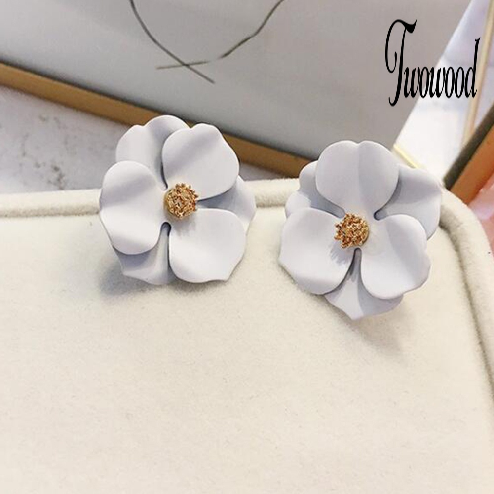 Anting Stud Desain Bunga Warna-Warni Untuk Wanita