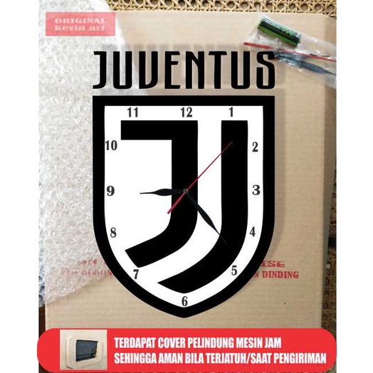 JAM DINDING KARAKTER UNIK MURAH VINTAGE UKIRAN KAYU GAMBAR LOGO JUVENTUS TERBARU
