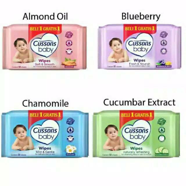 Buy 1 get 1! Cussons baby wet tissue basah ganti popok isi 50 lembar