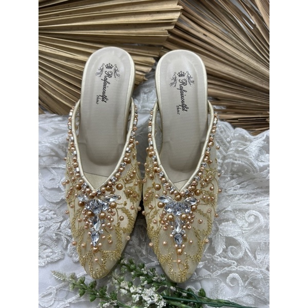 sepatu wedding wanita gold alena tinggi 9cm tahu